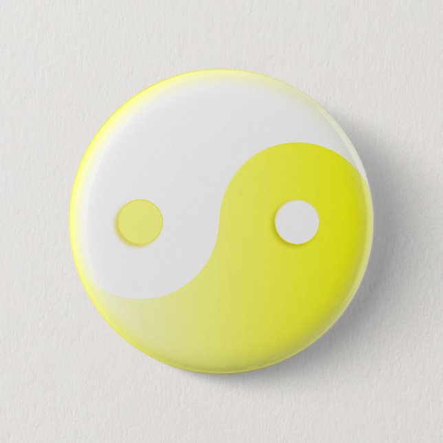 Glowing Yellow Yin/Yang Symbol 2 Inch Round Button (Front)