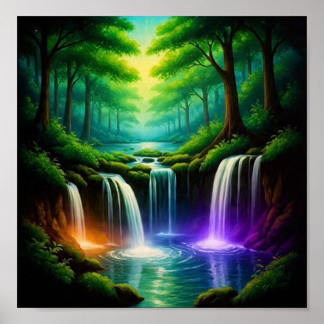 GlowingWaterFallForest Poster (Front)