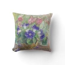 Gloxinias Throw Pillow - Double Sided Image