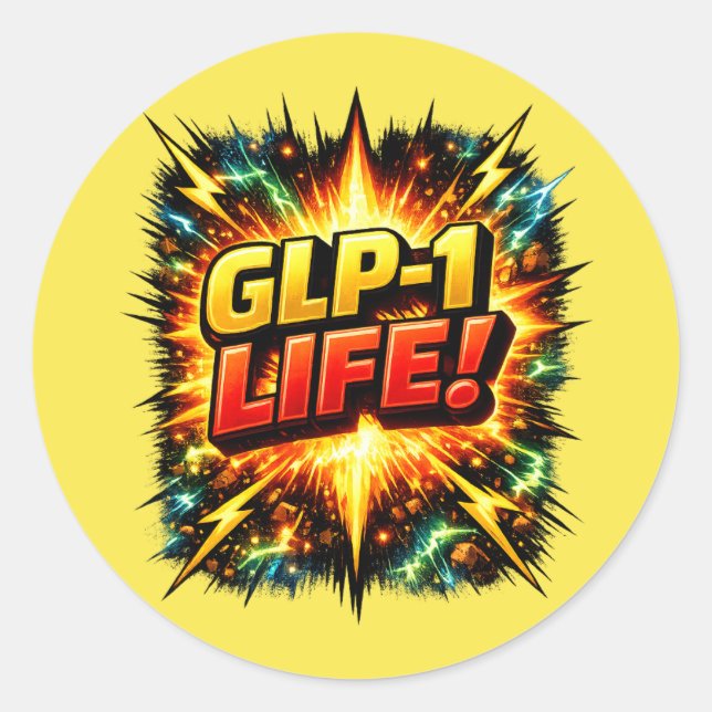GLP-1 LIFE! Comic Pop Art   Classic Round Sticker (Front)