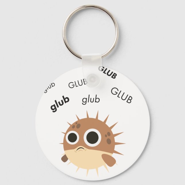 Glub Blowfish Cute Emoji Keychain (Front)
