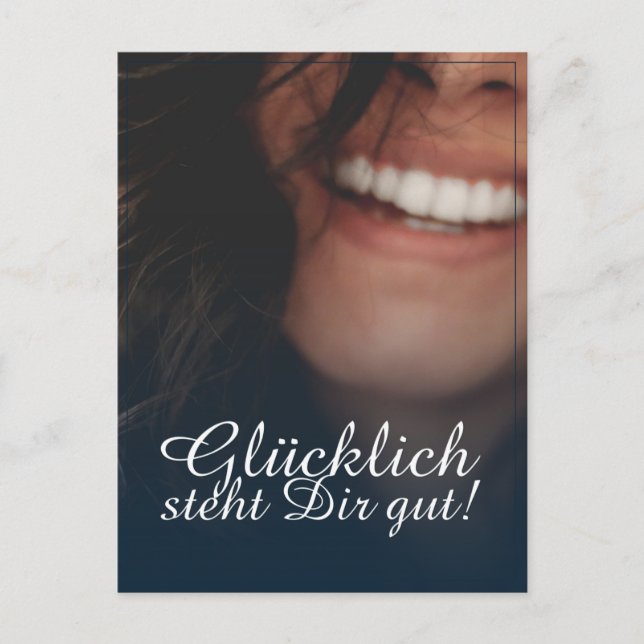Glücklich steht Dir gut! - Blau Holiday Postcard (Front)