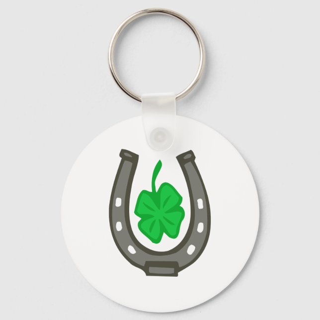 Glücksbringer Hufeisen Kleeblatt Keychain (Front)