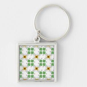 Glücksklee Clover mit Sonnenblume und Calla Lilie Keychain