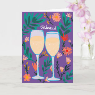 Glückwunsch Sekt Champagner Blumen Prost Hochzeit Card