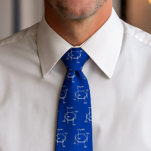 Glucose Molecule Chemistry Science Themed Blue Tie