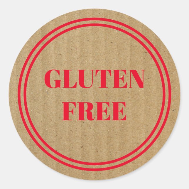 Gluten Free Allergy Safe Kraft Paper Simple Red Classic Round Sticker (Front)