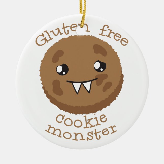 Gluten free cookie monster ceramic ornament (Front)
