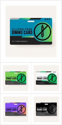 Gluten Free Dining Cards - Restaurant Safety Badge