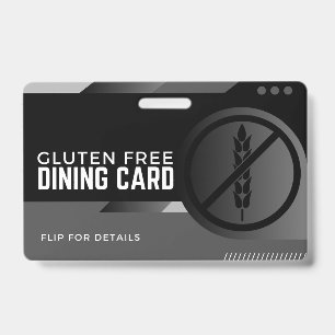Gluten Free Dining Restaurant Safety Card Badge