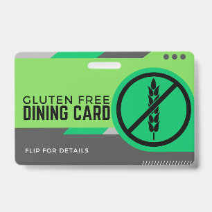 Gluten Free Dining Restaurant Safety Card Badge