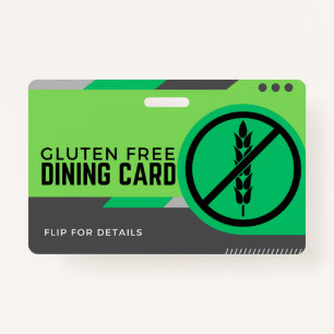 Gluten Free Dining Restaurant Safety Card Badge