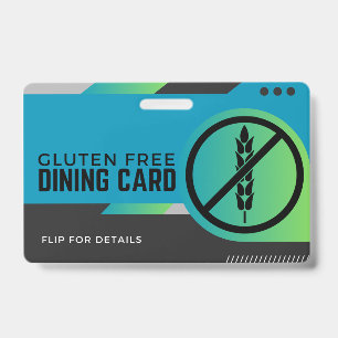 Gluten Free Dining Restaurant Safety Card Badge