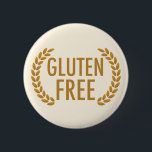 Gluten Free Food Allergy Warning 2 Inch Round Button<br><div class="desc">This gluten free button features two stalks of wheat bordering the words Gluten Free. Perfect to put on the backpack or lunch bag of a child with celiac disease. Bring awareness to the teacher at school and cafeteria monitors and staff by having a clear, easy to read, gluten free alert...</div>