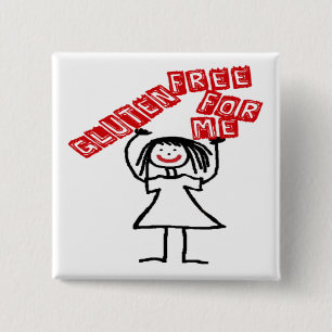 Gluten Free For Me Cartoon 2 Inch Square Button