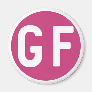 Gluten Free GF Circle Magenta and White Magnet