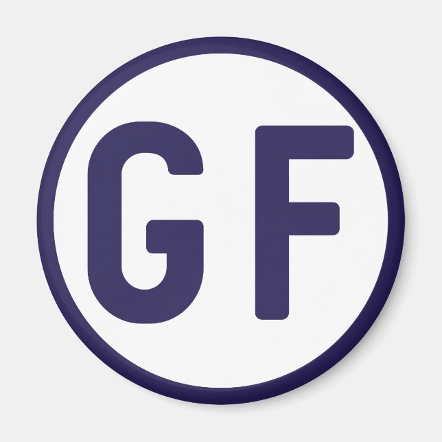 Gluten Free GF Circle Navy Blue et White Magnet (Devant)