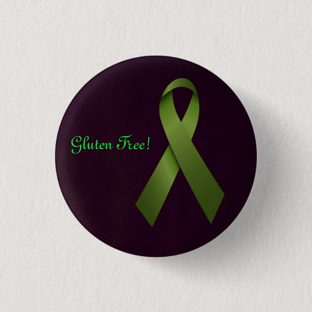 Gluten Free Green Ribbon 1 Inch Round Button (Front)
