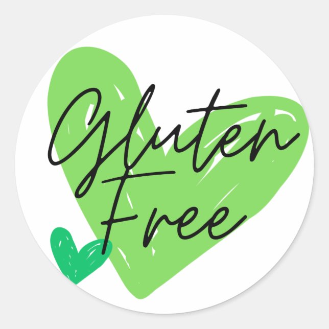 Gluten Free Hearts Green Stickers (Front)