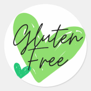 Gluten Free Hearts Green Stickers