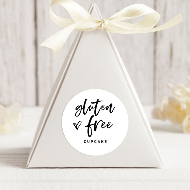 Gluten Free Item | Modern Casual Script and Heart Classic Round Sticker (Creator Uploaded)