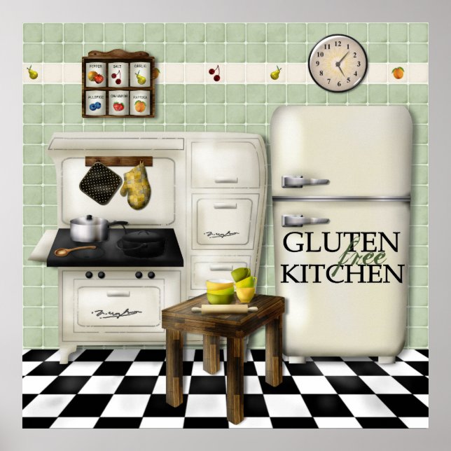 Gluten Free Kitchen Green Poster (Front)