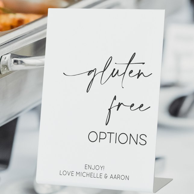 Gluten Free Options Wedding Buffet Pedestal Sign (Gluten Free Options Wedding Buffet Sign)