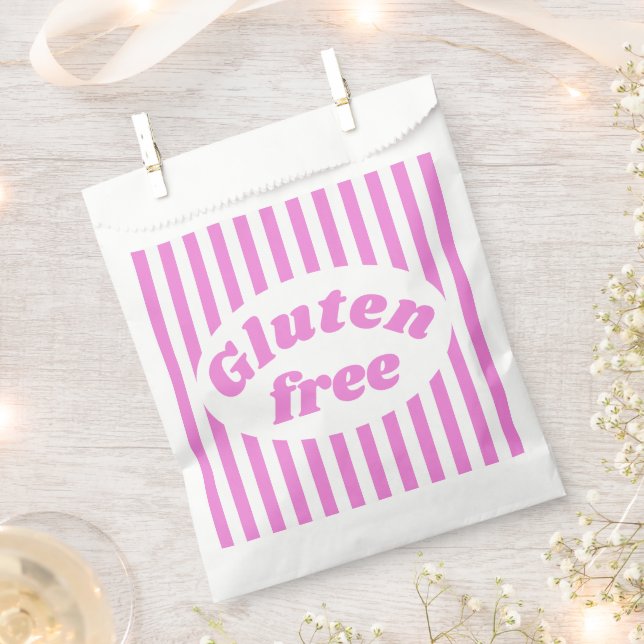 Gluten Free Pink White Candy Stripe Favour Bag (Clipped)