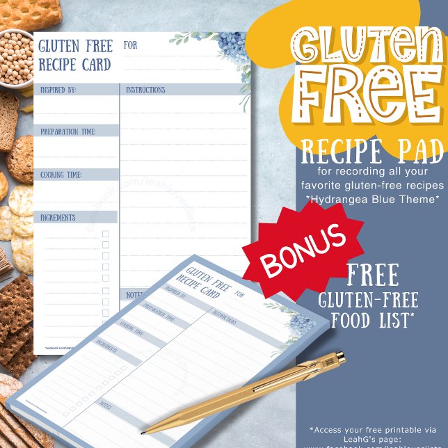 GLUTEN FREE Recipe Card - Hydrangea Blue by LeahG Post-it Notes (Creator Uploaded)