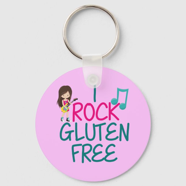 Gluten Free Rock Star Girl Keychain (Front)