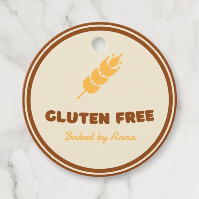 Gluten Free Simple Personalized  Favour Tags (Front)