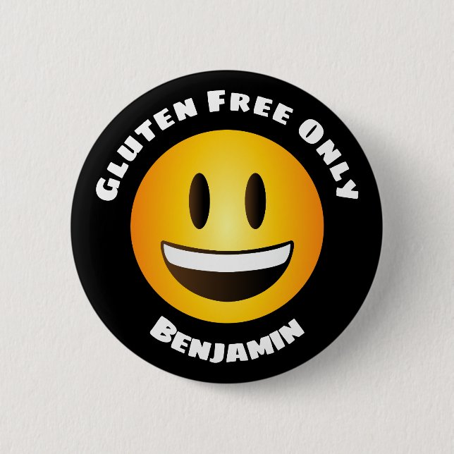 Gluten Free Smiling Emoji Face 2 Inch Round Button (Front)