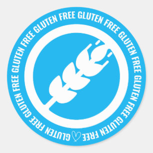 Gluten Free Sticker Labels - Blue & White