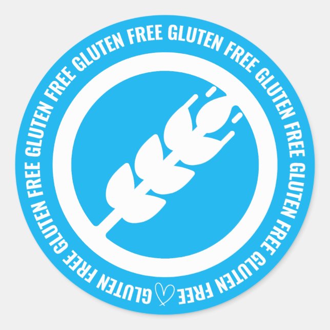 Gluten Free Sticker Labels - Blue & White (Front)