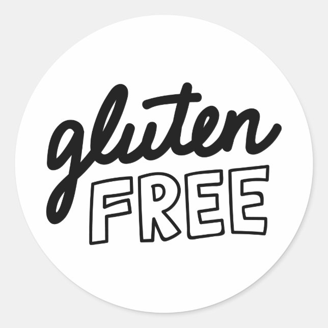 Gluten Free Typography Classic Round Sticker (Front)