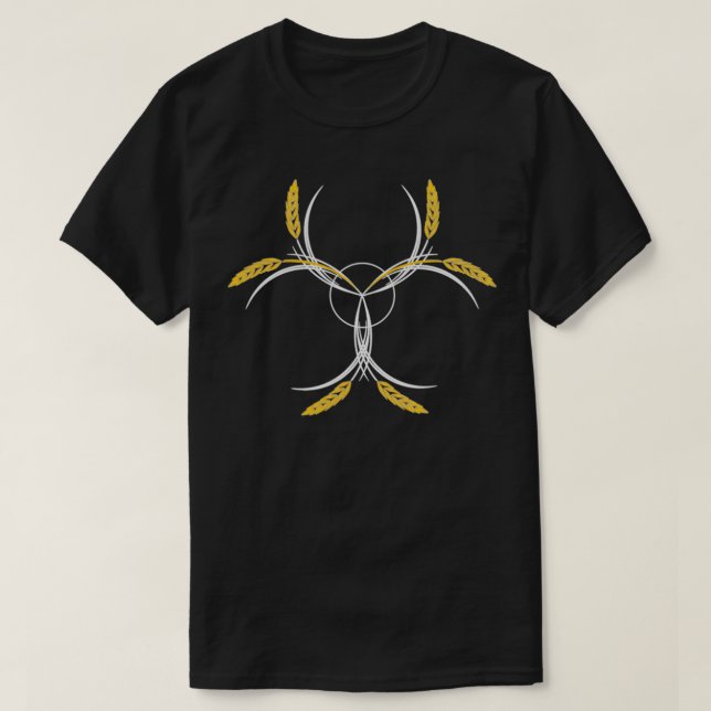 Gluten Free Wheat Biohazard Symbol T-Shirt (Design Front)