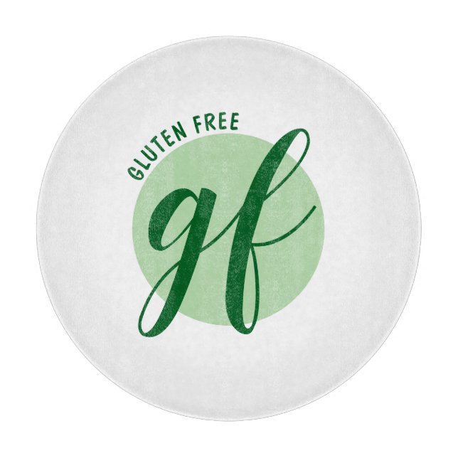 Gluten Free with stylish script and green circle Cutting Board (Front)