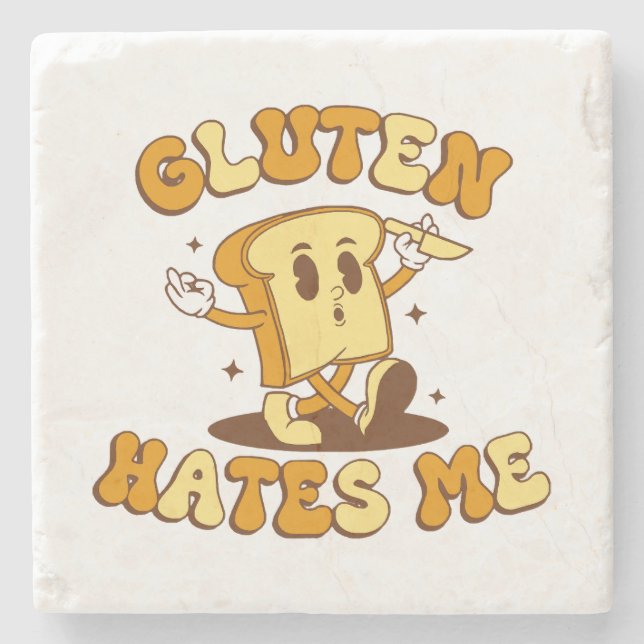 Gluten Hates Me Stone Coaster (Front)