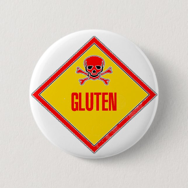 Gluten Poison Warning 2 Inch Round Button (Front)