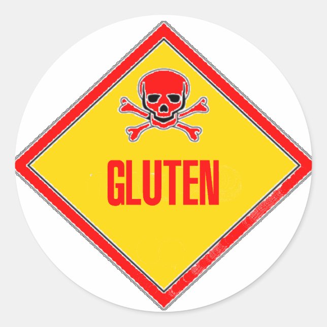 Gluten Poison Warning Classic Round Sticker (Front)