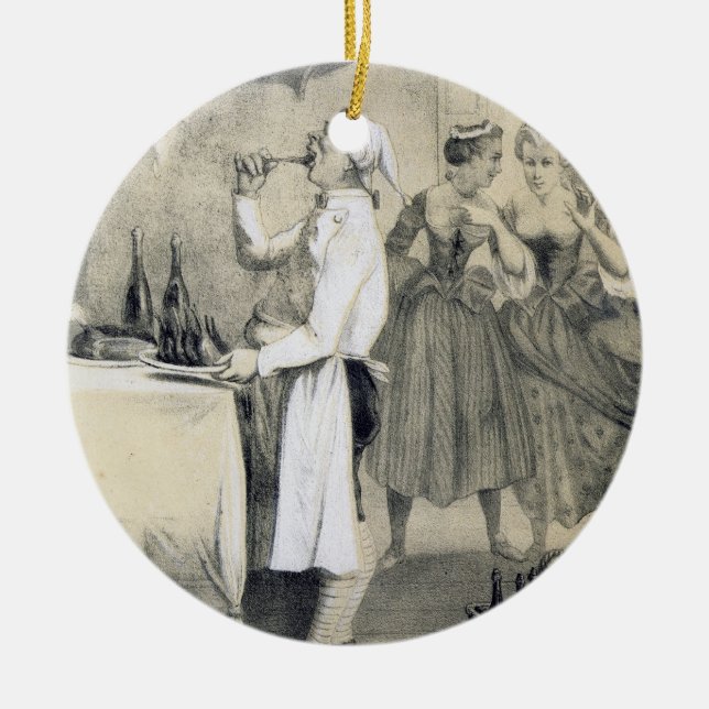 Gluttony in the Kitchen, from a series of prints d Ceramic Ornament (Front)