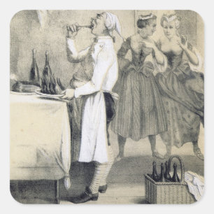 Gluttony in the Kitchen, from a series of prints d Square Sticker