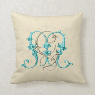 GM MG Monogram Throw Pillow