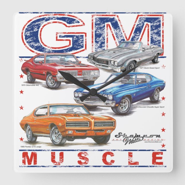 GM Muscle Square Clock (Front)
