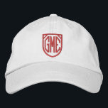 GME Stock Symbol Embroidered Hat<br><div class="desc">GME stock symbol in monogram style layout shield in bright red.</div>