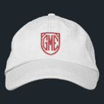 GME Stock Symbol Embroidered Hat<br><div class="desc">GME stock symbol in monogram style layout shield in bright red.</div>