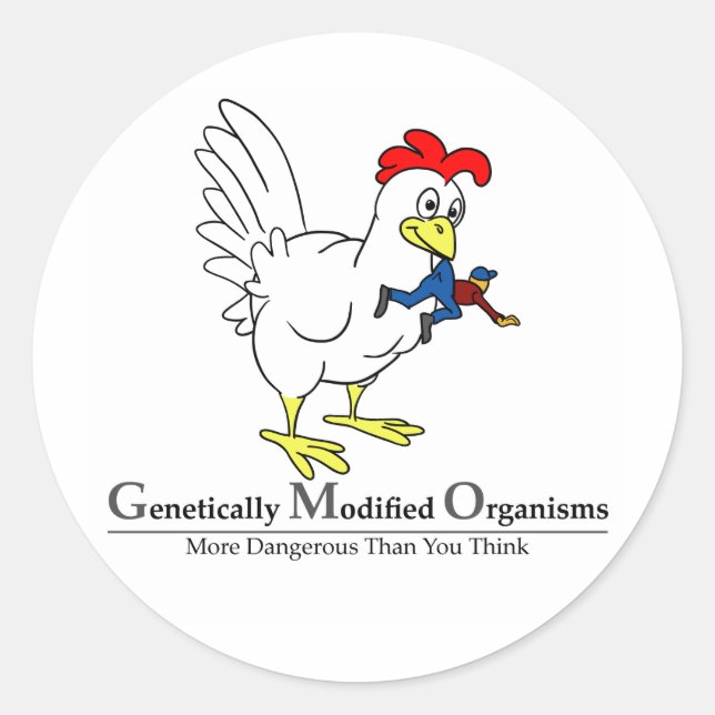 GMO Chicken Classic Round Sticker (Front)