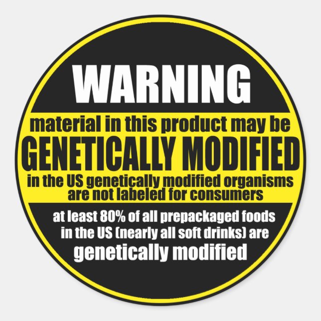 GMO (genetically modified organism) warning label (Front)