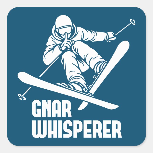 Gnar Whisperer Skiing Square Sticker (Front)