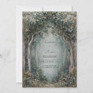 Gnarled Tree Archway Sage Green Misty Forest Invitation